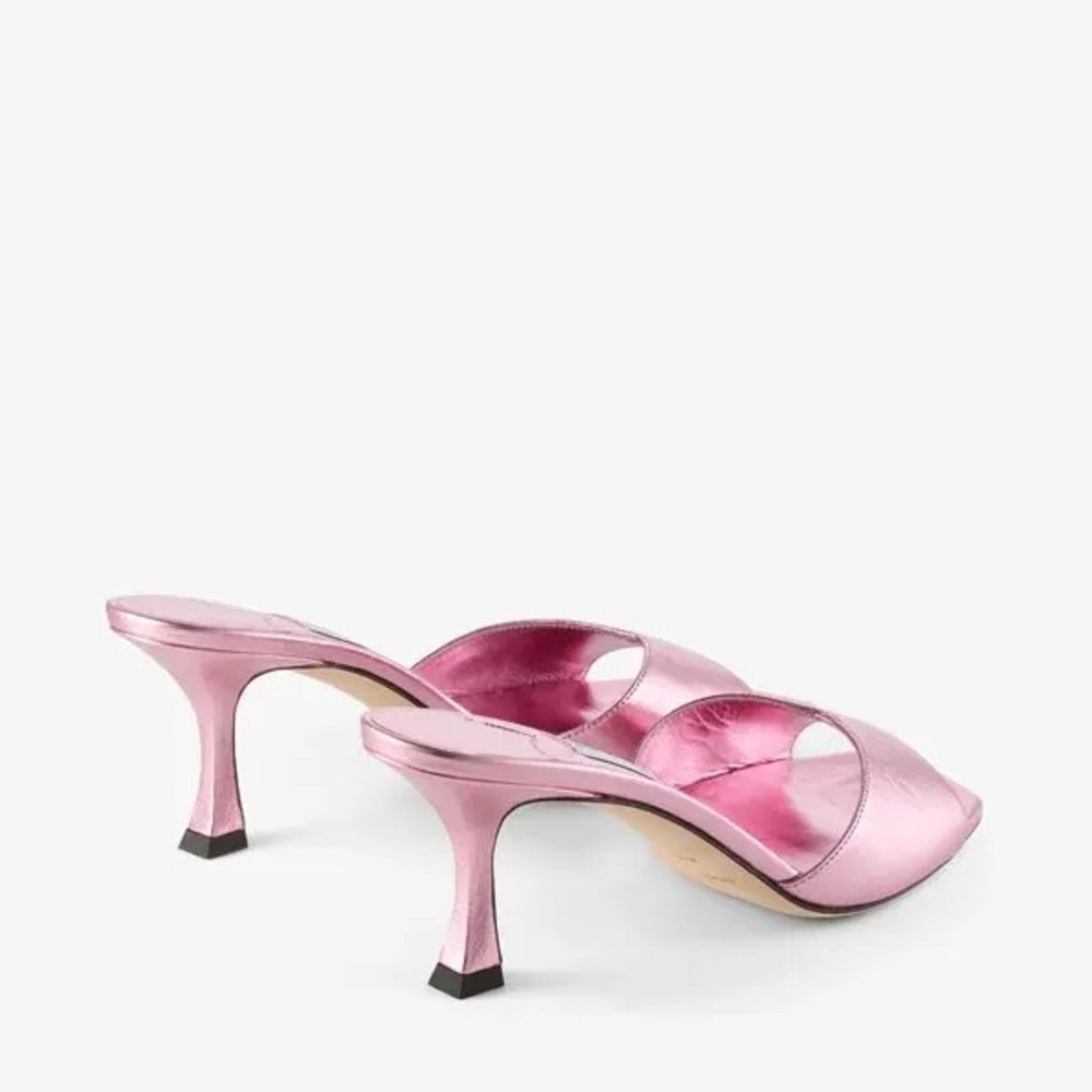 NWT Jimmy Choo Skye 70 Leather Sandal Metallic Pink Heels - Picture 2 of 7